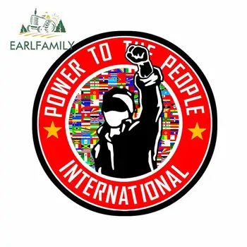 

EARLFAMILY 13cm x 12.6cm For POWER TO THE PEOPLE Cartoon Car Stickers Auto Air Conditioner Decal 3D Custom Printing Decor