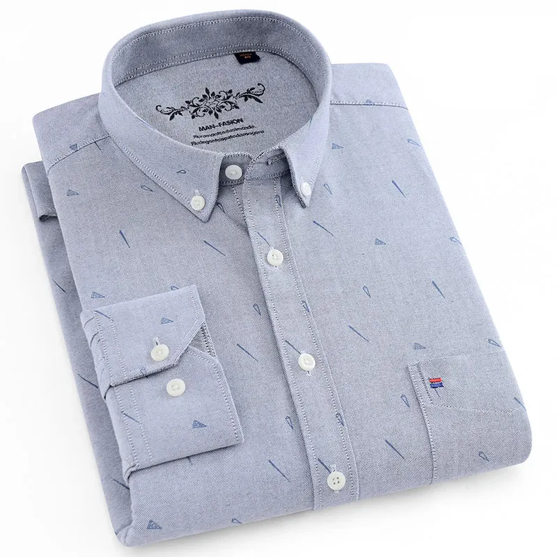 Мужские повседневные рубашки на пуговицах высокого качества в Оксфордском стиле; Модная рубашка в клетку с длинными рукавами; новая рубашка в клетку - Цвет: 16-28