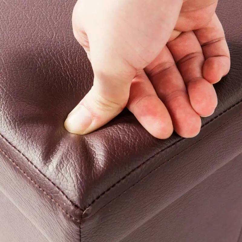 Foldable faux leather storage square cube footrest stool/seat-15 x 15" - Image 3