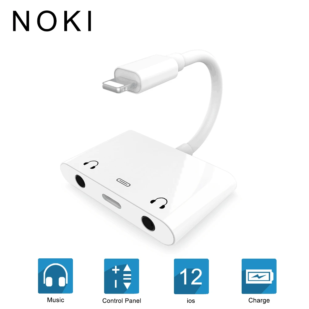 

3 in 1 mobile phone splitter adapter For Lightning To 3.5mm Aux Headphone Audio Adapter Charging For IPhone 7/8/8P Free Shipping