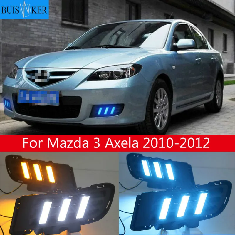 

2 шт. для Mazda 3 Mazda3 2010 2011 2012 светодиодный DRL Дневной светильник желтый указатель поворота противотуманная фара