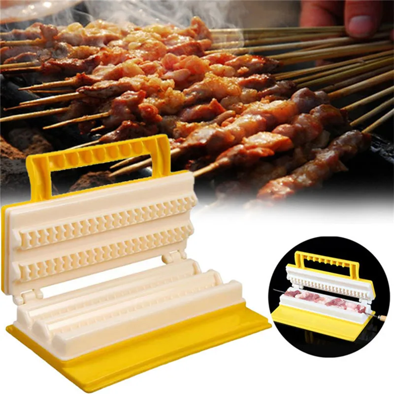 

Barbecue String Skewers Kebab Maker Box Vegetable Beef Lamb Food String Grill Outdoor BBQ Meat Piercer Kitchen Lazy Gadget