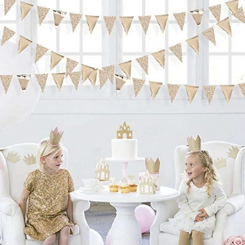Elegant Champagne Gold Party Banner Garland for Celebratory Decorations