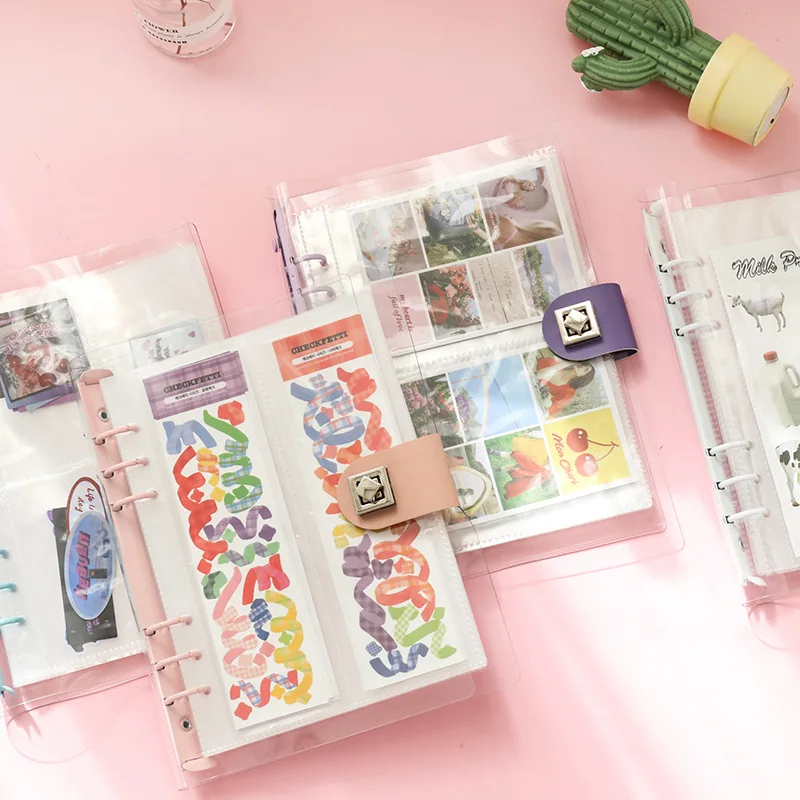 SKYSONIC A5 Binder Collect Book Set 10pcs Sleeves Bags Korea Idol Photo Organizer Journal Diary Agenda Bullet Planner Stickers