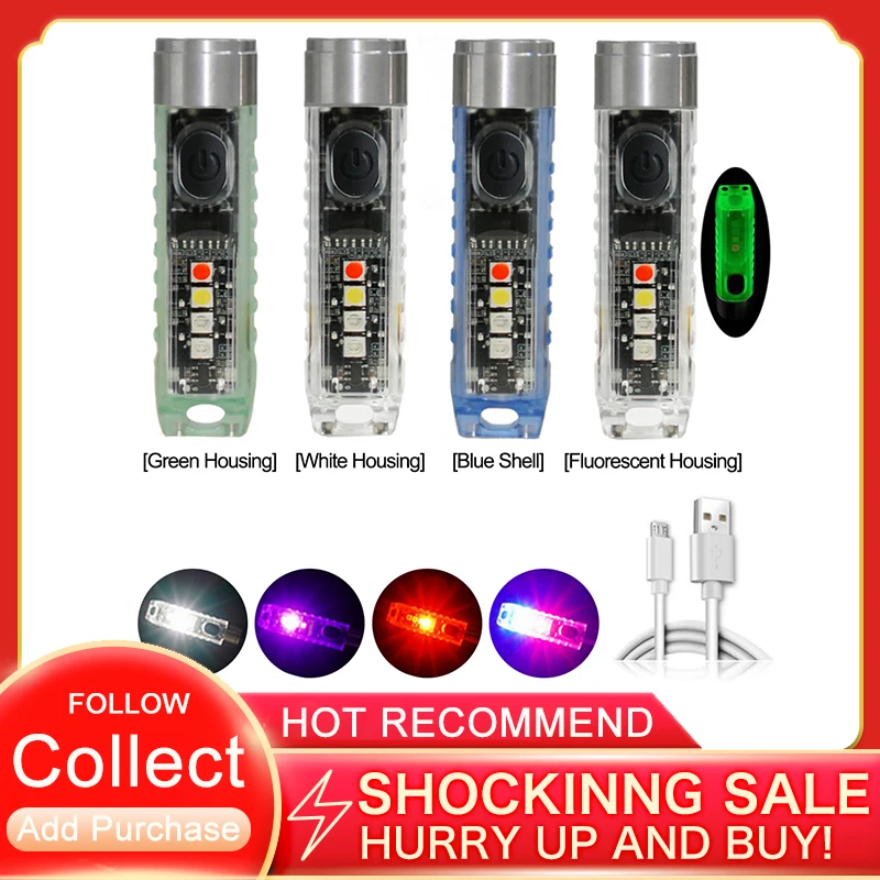 Карманный мини-фонарик с брелоком светодиодный фонарь зарядкой от USB светильник