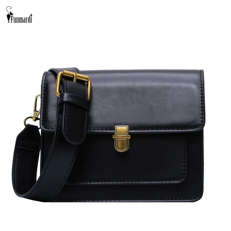 

FUNMARDI Retro Lock Flap Crossbody Bags Mini Solid Color Women Shoulder Bag PU Leather Messenger Bag For Lady Small Bag WLHB2142