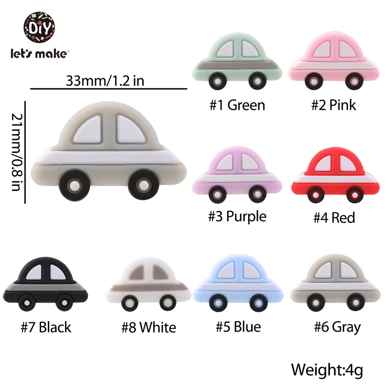 Давайте сделаем 5 шт. без БФА, силиконовый Прорезыватель для зубов, пищевой крошечный стержень, мультяшный автомобиль, сделай своими ругами слингобусы детские подарки для душа детский Прорезыватель