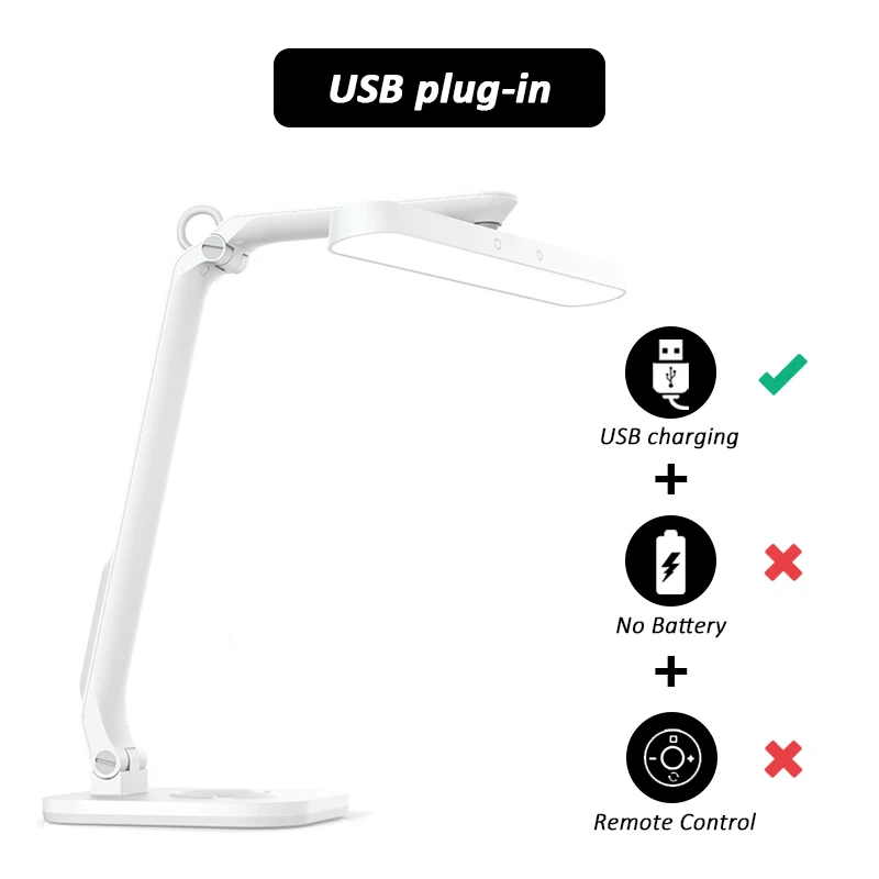 Lampada da Scrivania con 4000mAh Batteria Ricaricabile e Spina, 5 Colori e 10 Livelli di Luminosità, Timer, Tocca Controllo, Memoria, Pieghevole, Protezione Gli Occhi LED Lampada da Tavolo Senza Fili