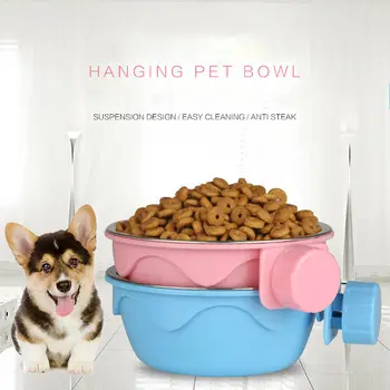 

Pet Durable Stainless Steel Hanging Food Water Bowl Fixed Feeder Cage Supplies Drop Shipping