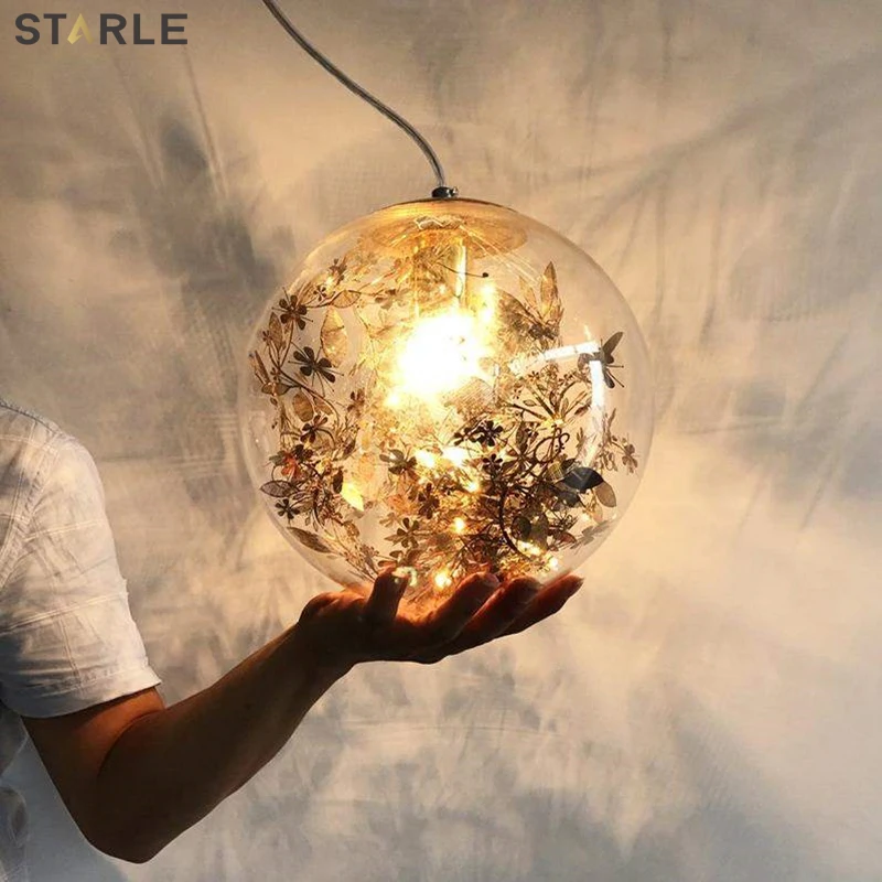 

Modern Lamps Led Pendant Chandelier Lights Balls Transparent Crystal Globes Stairs Loft Light Fixtures LED E27 Pendant Lamp