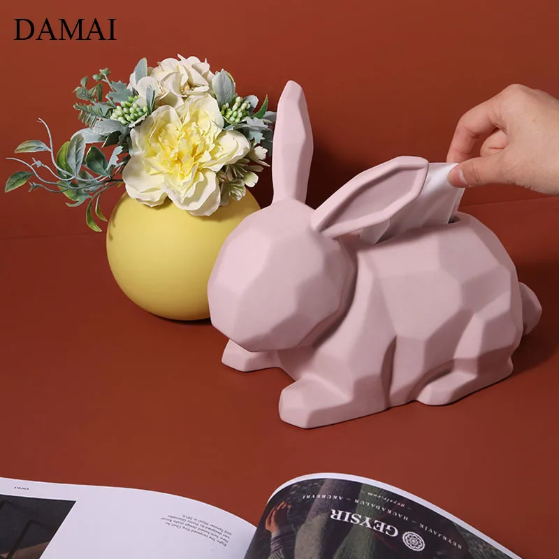 

Декоративные коробки для салфеток в виде кролика, подставка для салфеток из смолы, съемный держатель для бумажных полотенец в виде геометрического животного, Современное украшение для дома