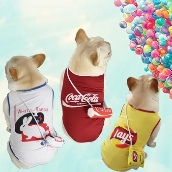 

Pet Clothes Dog Spring and Summer Mesh Vest Fun Printed Tshirts Dog Clothes Method Pug Dog Breathable Thin
