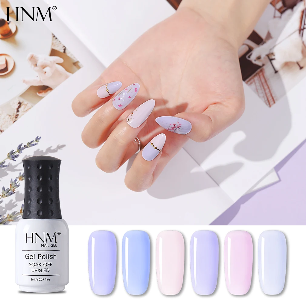 Стойкий УФ-лак HNM 8 мл светильник-фиолетовый французский телесный Цветной