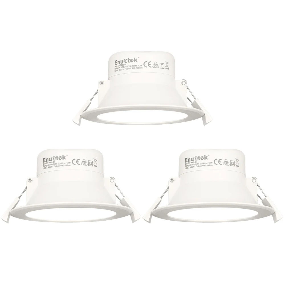 3 Lamps Cool White 10 Вт Встраиваемый светодиодный потолочный светильник, встраиваемый потолочный светильник, холодный белый 5000 K, отверстие для выреза 90-105 мм, 100-240 В, IP44, влагонепроницаемый для кухни и ванной комнаты - Испускаемый цвет: 3 Lamps Cool White