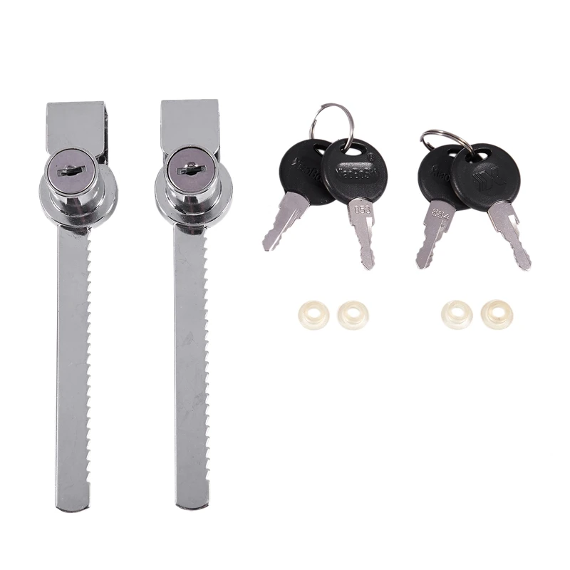 

2pcs Metal Bar Sliding Glass Showcase Door Lock with 4 Keys