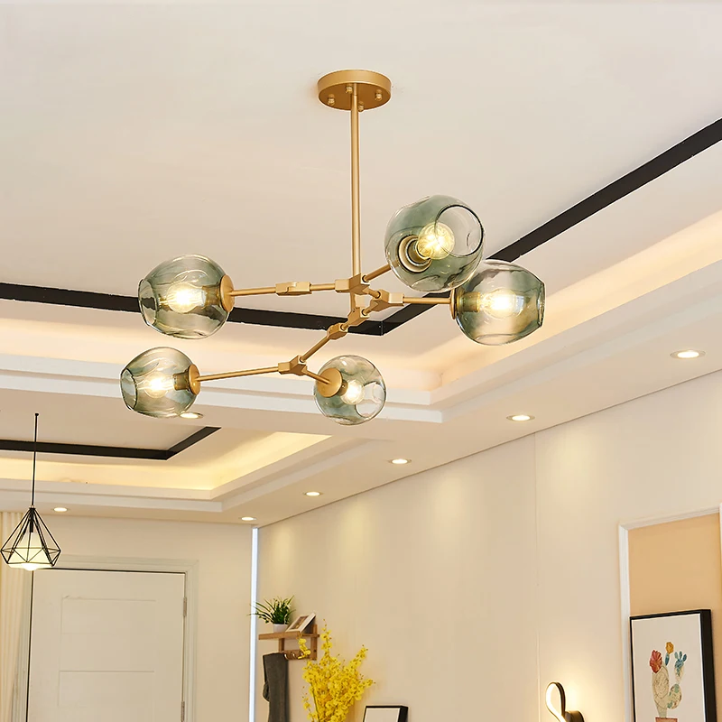 Vintage Loft Industrial Pendant Lights Black Gold Hanglamp Stair Dining Room Glass Shade Luminaire Suspendu Nordic Pendant Lamp 2