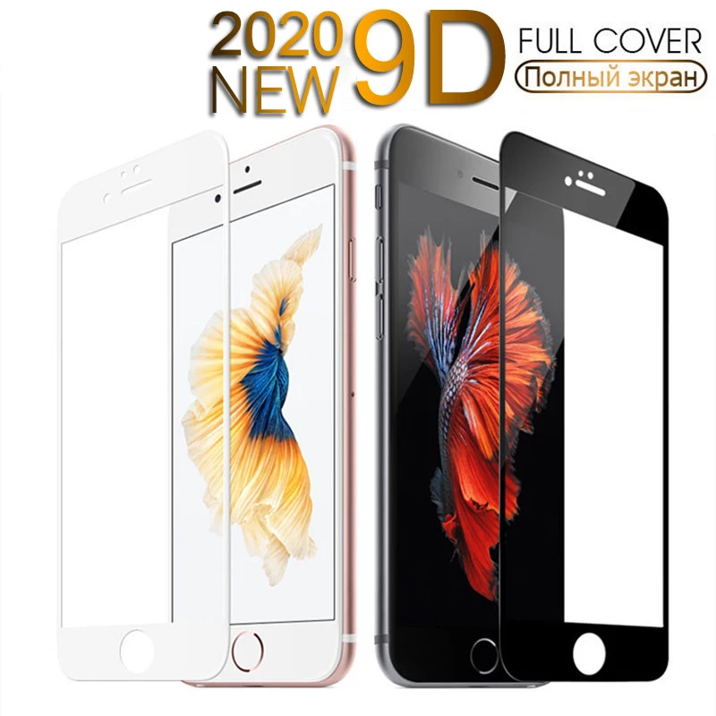 Защитное стекло 9D с закругленными краями для iPhone 7 8 6 6S Plus закаленное экрана 11 Pro X XS