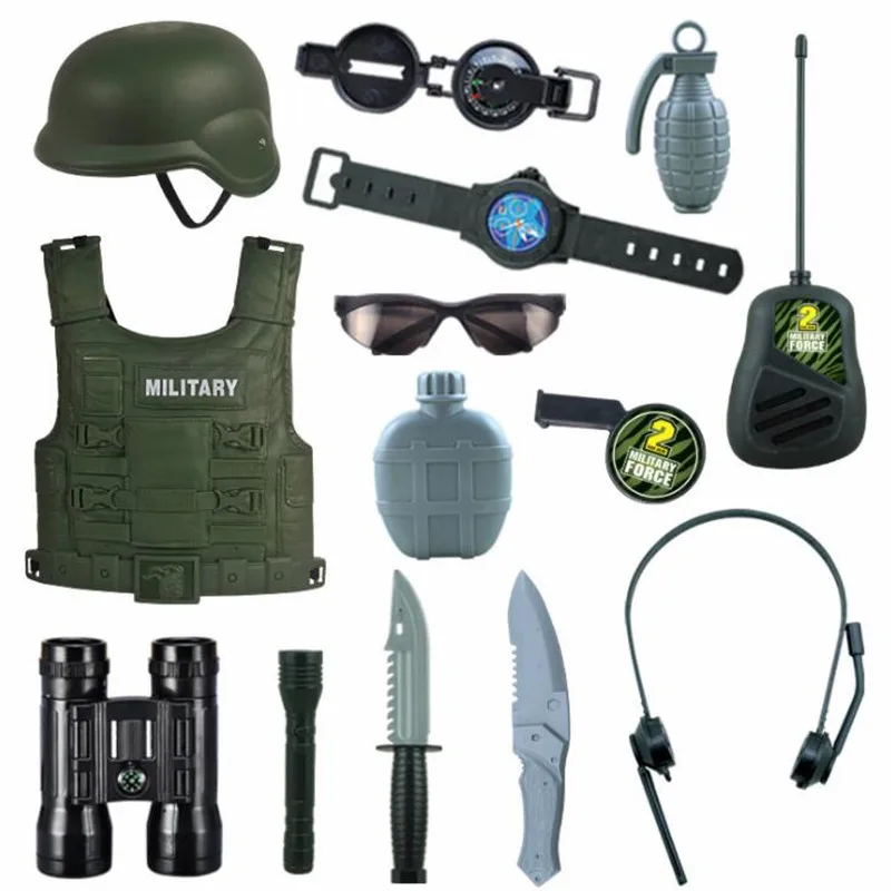 

Hot 13Pcs Children Pretend Play Toys Sets Police Army War Role Play Military Combat Playset Creative Kids Boy Action Toys Gifts