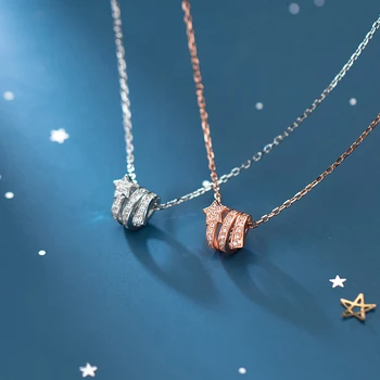 

MODIAN Shiny Zircon Spiral Star Penddant Necklace for Women 925 Sterling Silver Luxury Engagement Necklace Fine Jewelry 2020 New