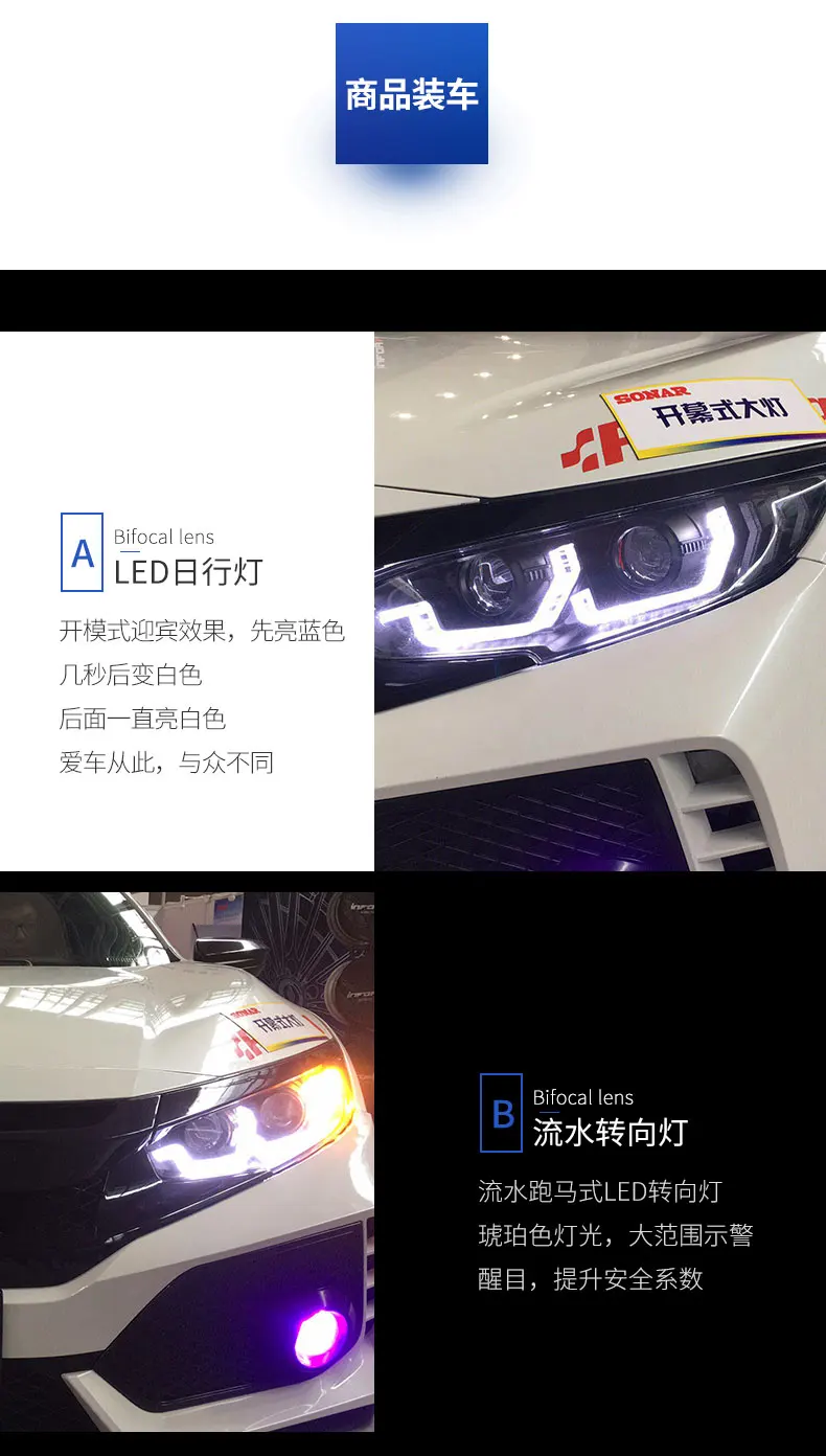 Автомобильный Стайлинг для Honda Civic фары- Civic X светодиодный светодиодные дневные ходовые огни на передних фарах HID фара Angel Eye Bi Xenon аксессуары