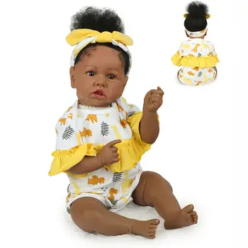 

55cm African American Reborn Baby Doll Boneca Africana Bebes Reborn De Silicone Inteiro Real Menino Doll Juguetes for Girls Gift
