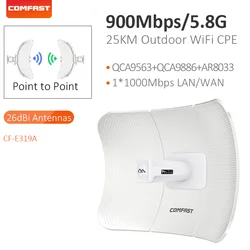 Antena de transmissão externa cpe 5ghz, longo alcance, 25km, 900mbps, wifi, ponto de acesso, antena lan rj45