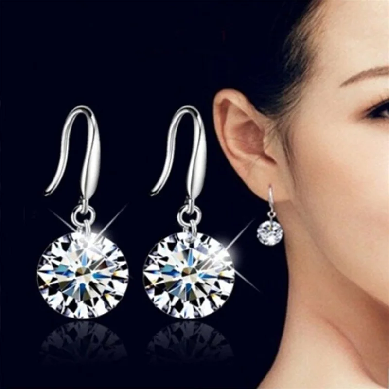 

Fashion Silver color Earring For Women Crystal AAA Cubic Zirconia Drop Earrings Stone Pendientes Mujer Moda