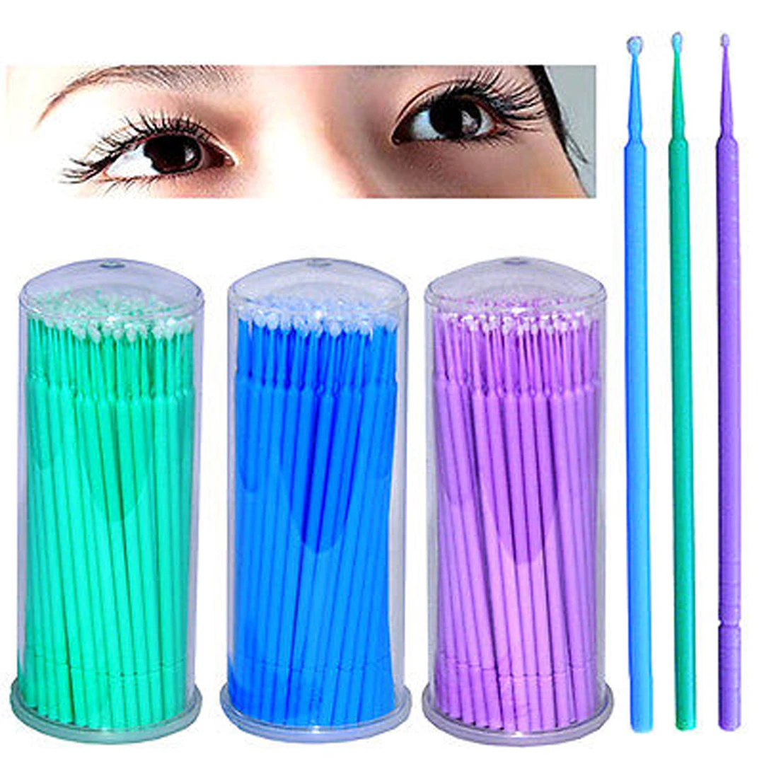 

100 Pcs Disposable Microbrush Applicators Eyelash Extensions Swab Glue Brush Micro Sticks Makeup Tools