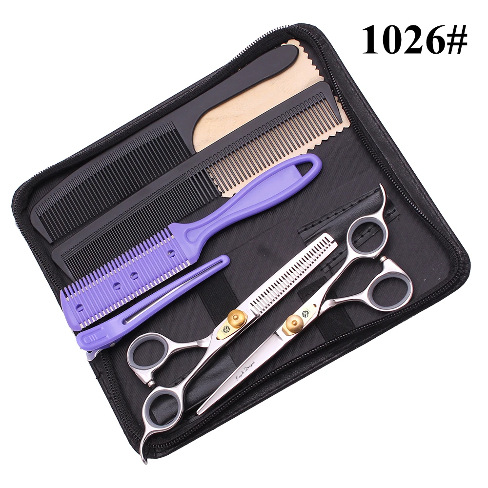 Набор ножниц для стрижки волос 6 дюймов японские стальные ножницы с фиолетовым