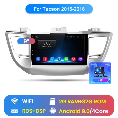 Junsun V1 2G+ 3 2G Android 8,1 для Tucson 3 iX35 автомобильный Радио Мультимедиа Видео плеер навигация gps 2 din dvd - Цвет: WIFI (2GB 32GB)