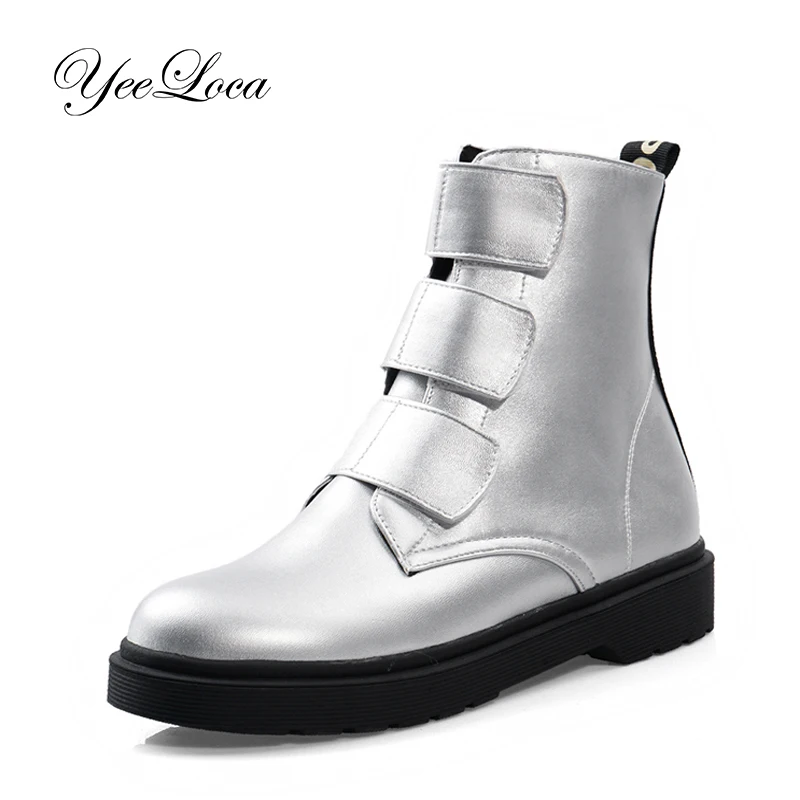 

2019 Winter Warm Plush Ankle Boots For Women Round Toe Boots Fur Women Winter Boots Platform Shoes Woman Patent Leather Silver