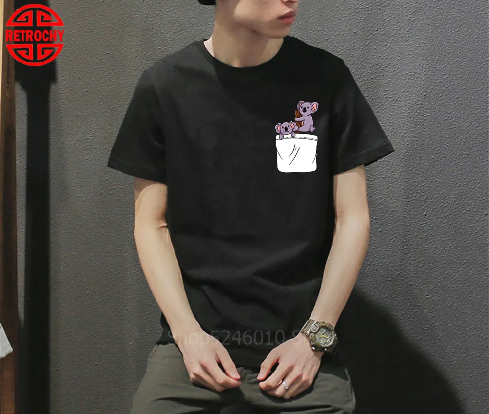 Милый карман Футболка Для мужчин унисекс на заказ с круглым вырезом хлопок
