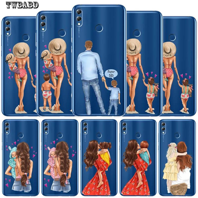 

Beach Girl Sunmer Mom Baby Phone Case For Cover Huawei P30 Lite P30 Pro P20 Lite P8Lite P9Lite 2017 P Smart Soft Etui