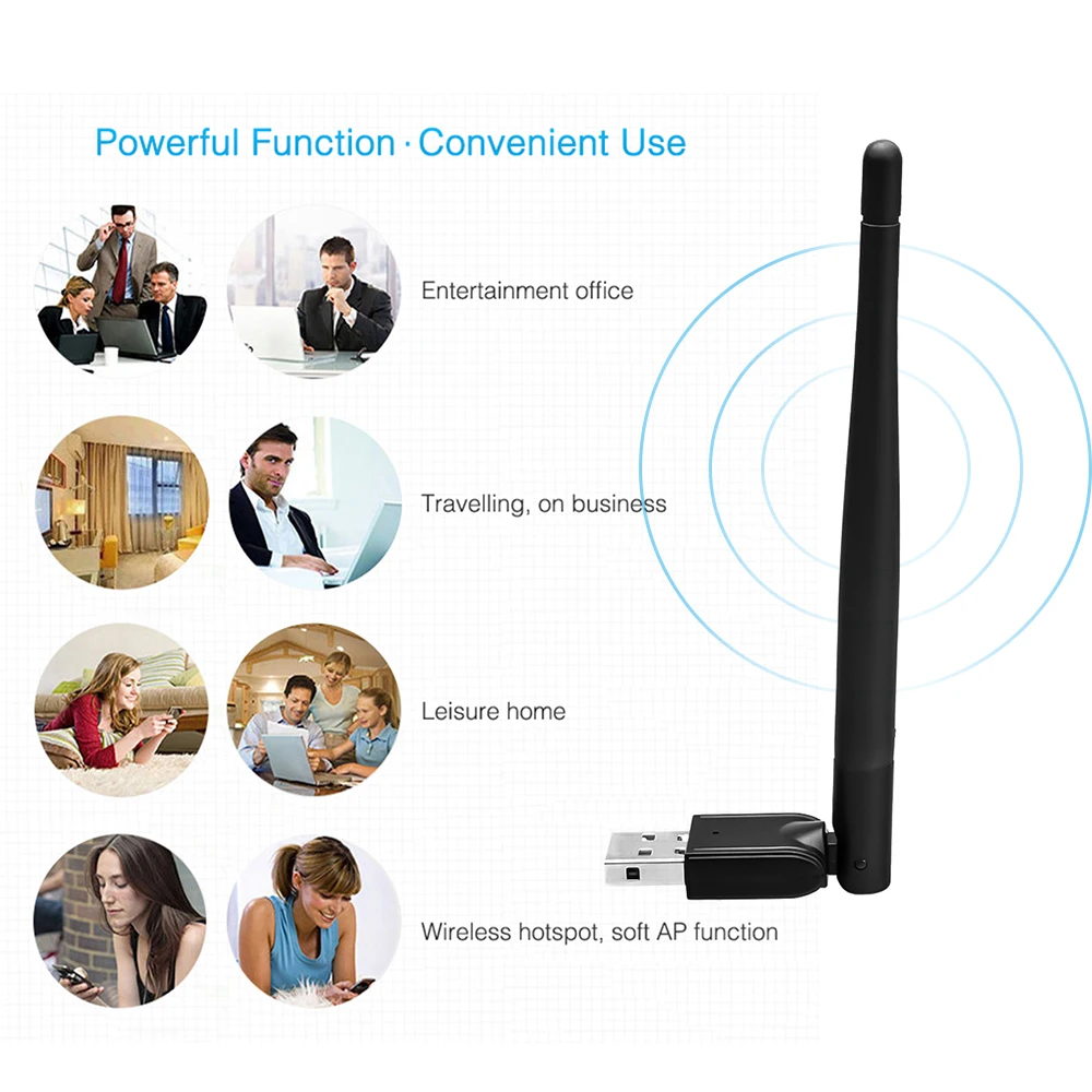 MT-7601 150M USB 2,0 WiFi беспроводная сетевая карта 802,11 b/g/n LAN адаптер с поворотная антенна для ноутбука