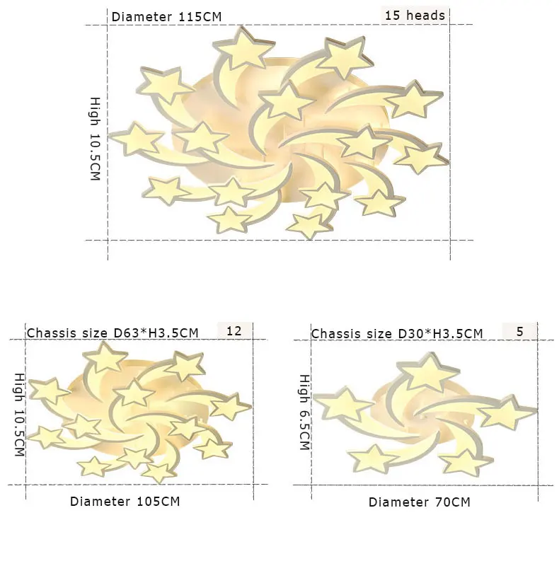 IRALAN, современная светодиодная люстра в стиле арт-деко, лампа для помещений, белая звезда для гостиной, столовой, спальни, детской комнаты, кухни, пульт дистанционного управления