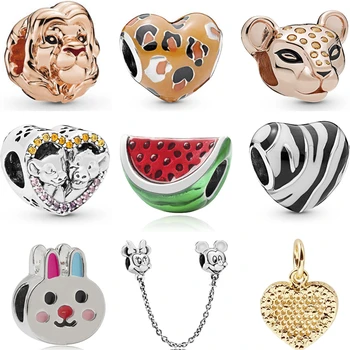 

Maxi Jewelry Small Watermelon Lion Robot Rabbit Mickey Minnie DIY Beads Fit Original Pandora Charms Bracelets for Women Trinket