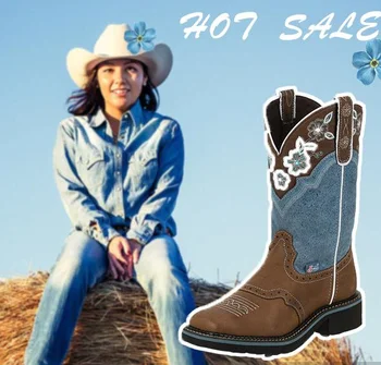 

Women's Boots New for 2020 High Quality Pu Leather Safety Fashion Boots Female Vinage Classic Cowgirl Boots Zapatode Mujer QA057