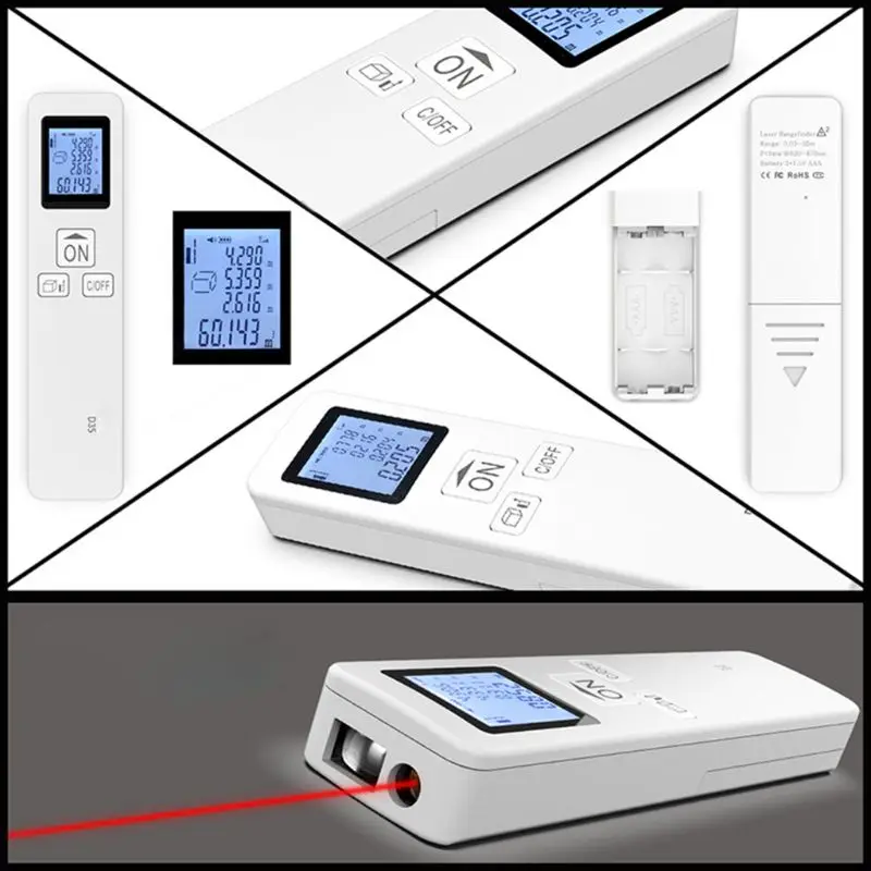 Portable Laser Rangefinder Digital Distance Meter 30M Range Finder Pocket Size