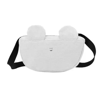 

Child Canvas Shoulder Bag Cute Cartoon Rabbit Ear Crossbody Messenger Bags Kids Kawaii White Small Handbag Casual Bag Gift