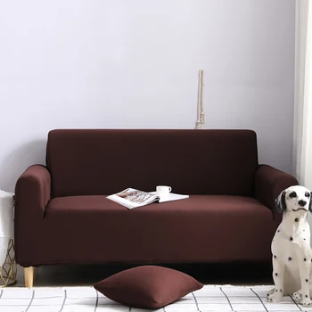 

Brown Sofa Cover Sectional For Living Room Quality Comfortable Solid Color Stretch Tight Sofa Bed Cover