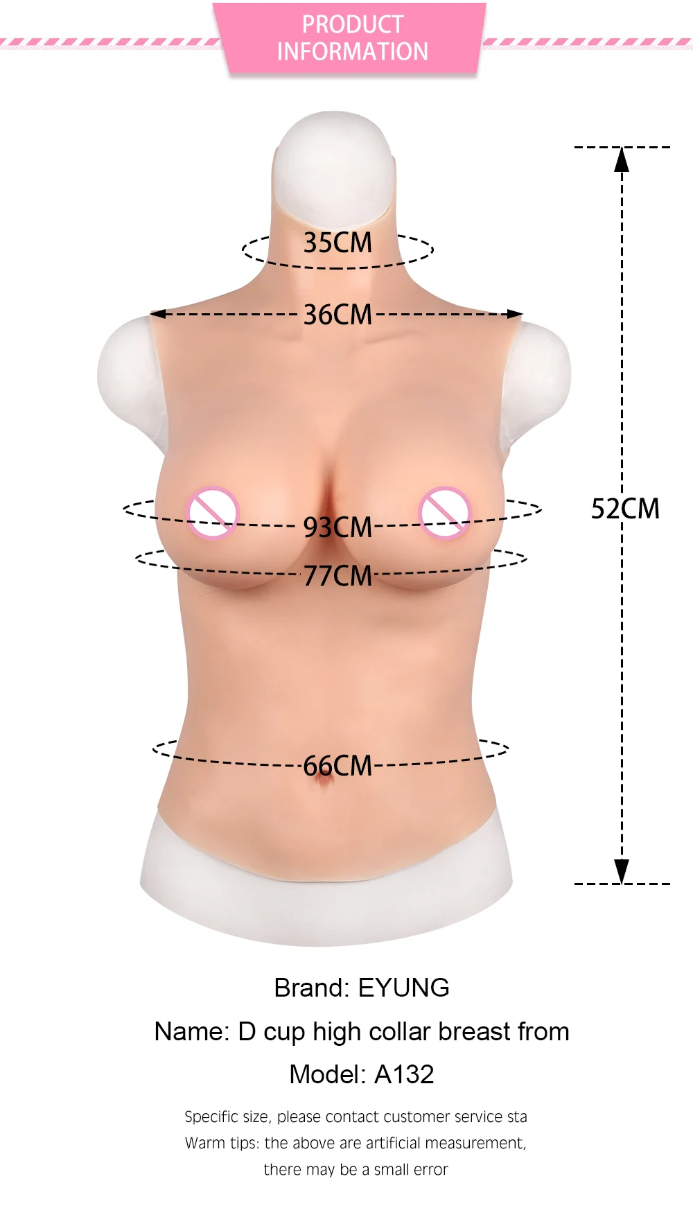 EYUNG drag queen D cup half body Silicone breast forms for crossdressing man from male to female and shenmale sexy fake boobs (2)