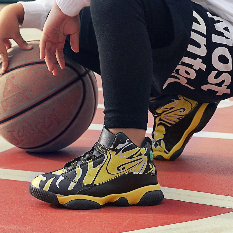 Детская спортивная обувь; удобная Баскетбольная обувь для мальчиков и девочек; детская Баскетбольная обувь для тренировок на открытом воздухе; цвет красный, желтый