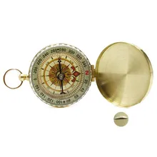 Компас-раскладушка из чистой меди со светящимися карманными часами, компас, портативный многофункциональный металлический измерительный инструмент 1016