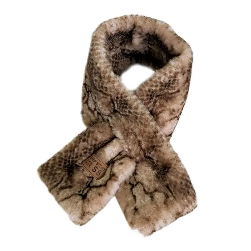 Осень Зима для женщин леди Змеиный узор утолщаются воротник шарф искусственный мех шаль обёрточная бумага мягкий плюш теплее - Цвет: 5