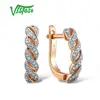 VISTOSO Gold Earrings For Lady 14K 585 Rose Gold Sparkling Luxury Eternal Diamond Earrings Wedding Band Anniversary Fine Jewelry ► Photo 1/6