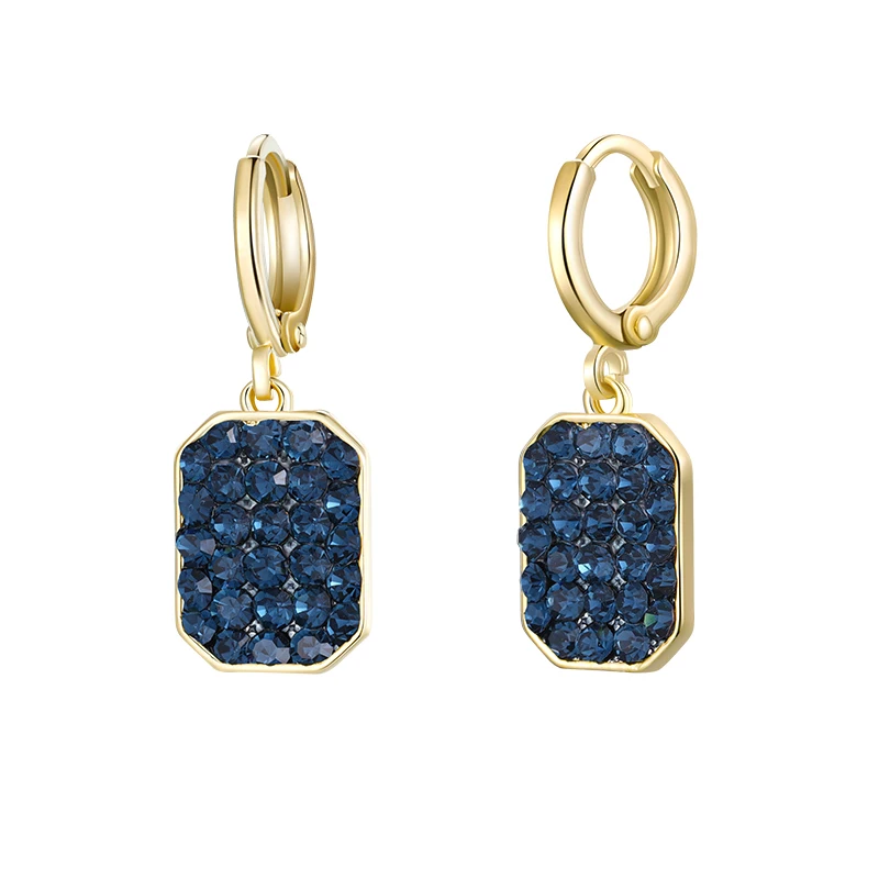 gold blue MAIKALE корейские модные квадратные золотые серебряные висячие серьги с камнями, фианит, голубой камень, CZ серьги для женщин, ювелирные изделия, подарки для девочек - Окраска металла: gold blue