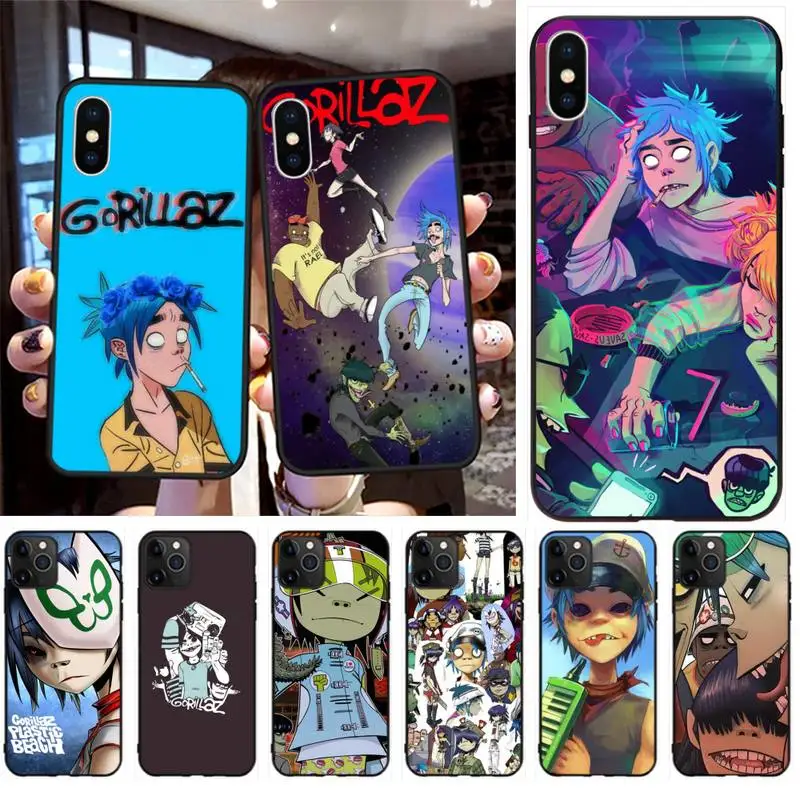Силиконовый черный чехол gorillaz boat illust music для iPhone 11 pro XS MAX 8 7 6 6S Plus X 5S SE 2020 XR |