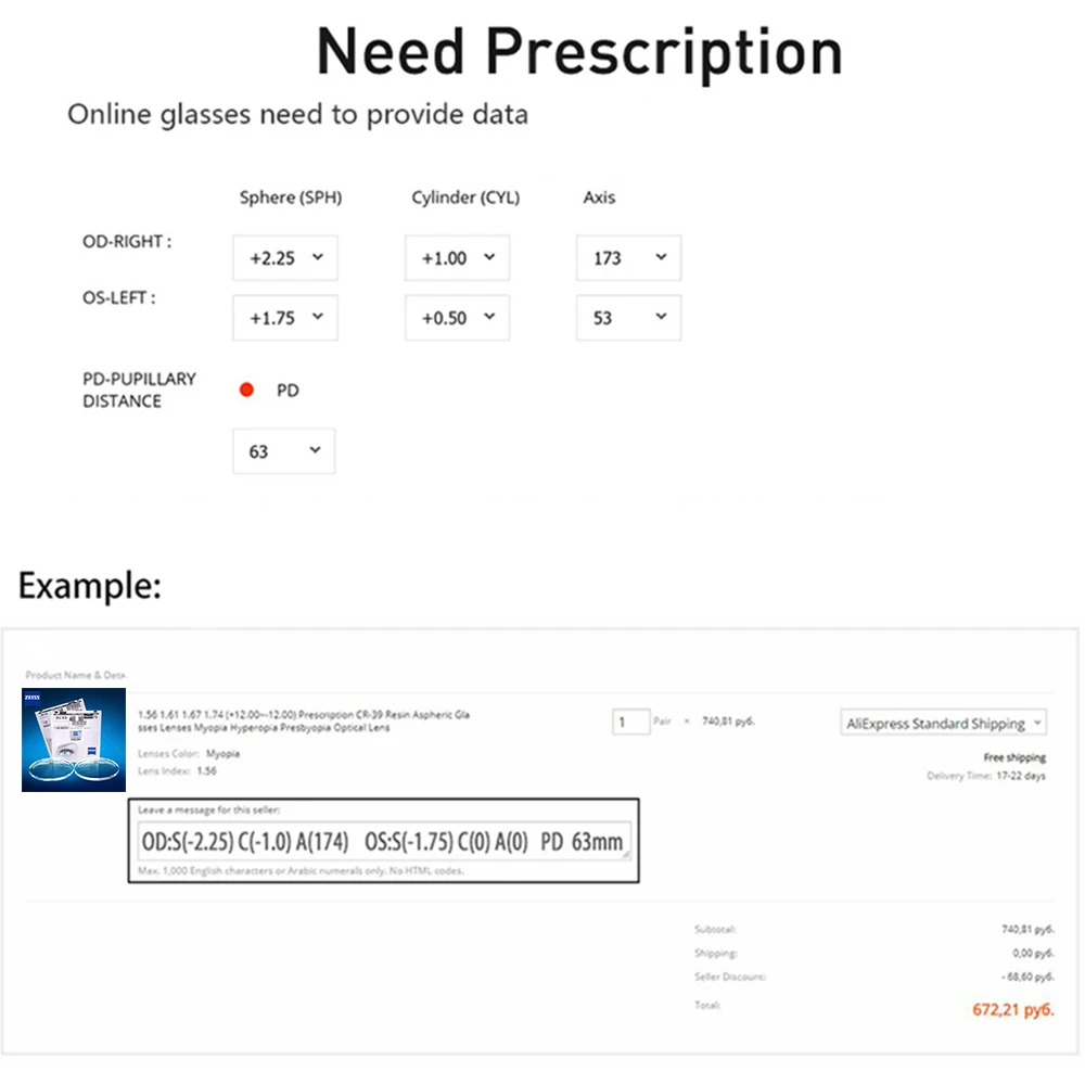 ZEISS Prescription Clear Lenses, High Index 1.56 1.61 1.67 1.74 Transparent Optical Lenses 1 Pair