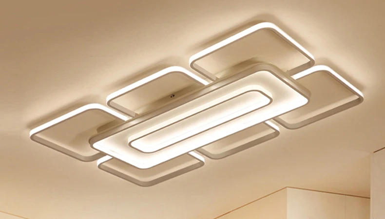 Квадратный/прямоугольный потолочный светильник для гостиной спальни белый/кофейный корпус современный светодиодный потолочный