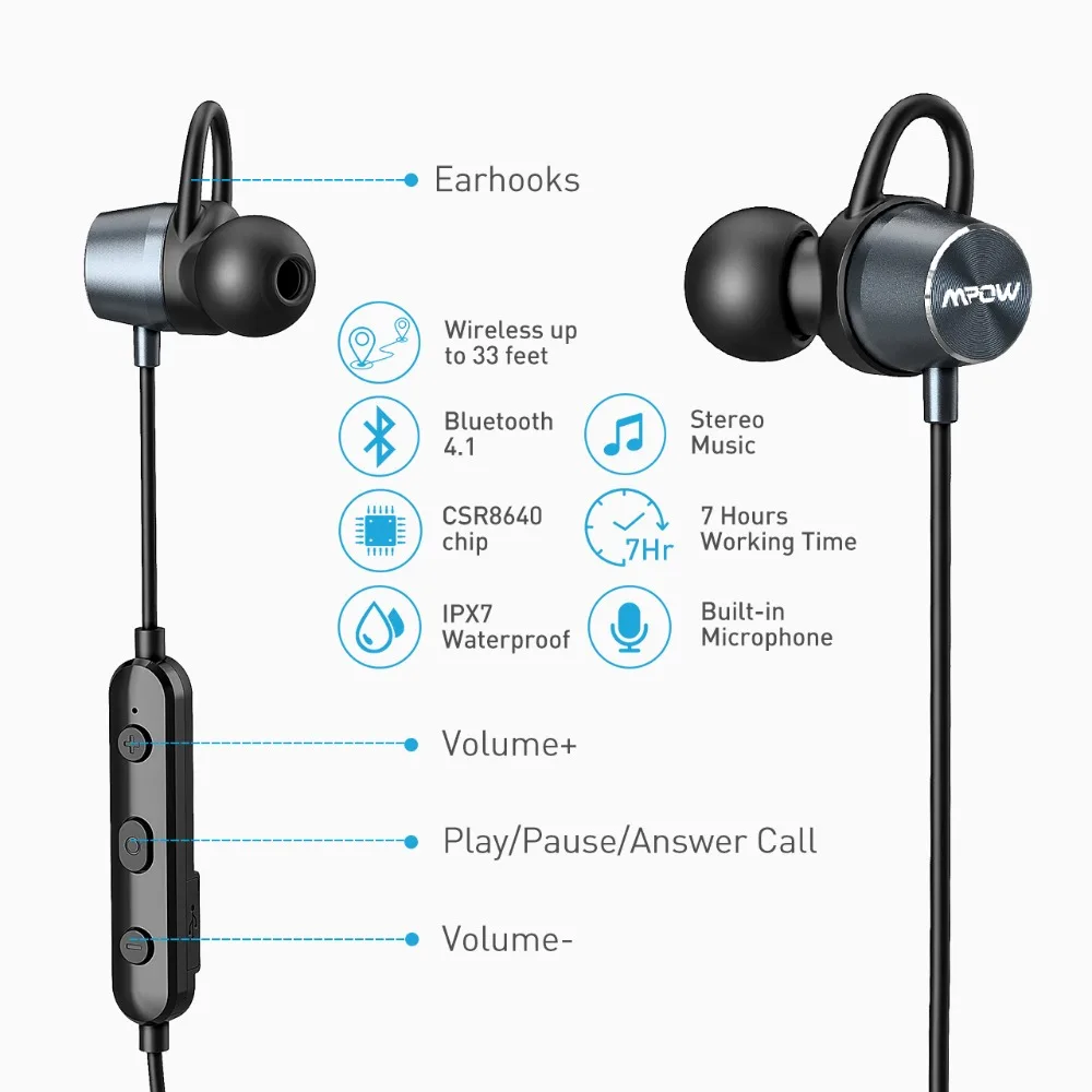 Оригинальные MPOW Портативные Магнитные bluetooth-наушники bluetooth-стереонаушники водонепроницаемые спортивные наушники
